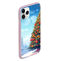 Чехол iPhone 11 Pro матовый Большая новогодняя елка, цвет: 3D-розовый — фото 2