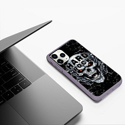 Чехол iPhone 11 Pro матовый Hard rock - evil skull, цвет: 3D-серый — фото 2