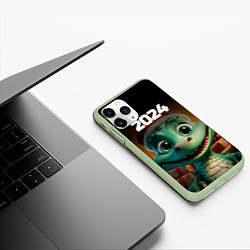 Чехол iPhone 11 Pro матовый 2024 год зеленого дракона, цвет: 3D-салатовый — фото 2