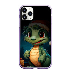 Чехол iPhone 11 Pro матовый Новогодний зеленый дракончик, цвет: 3D-светло-сиреневый