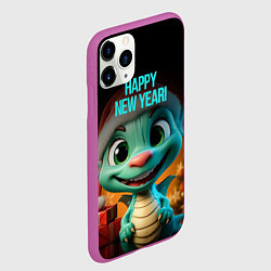 Чехол iPhone 11 Pro матовый Happy new year green dragon, цвет: 3D-фиолетовый — фото 2