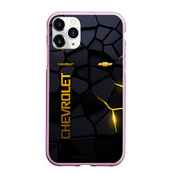 Чехол iPhone 11 Pro матовый Chevrolet - плиты с эффектом свечения, цвет: 3D-розовый