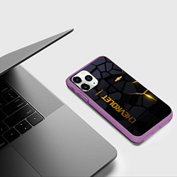 Чехол iPhone 11 Pro матовый Chevrolet - плиты с эффектом свечения, цвет: 3D-фиолетовый — фото 2