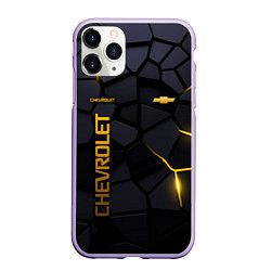 Чехол iPhone 11 Pro матовый Chevrolet - плиты с эффектом свечения, цвет: 3D-светло-сиреневый