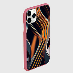 Чехол iPhone 11 Pro матовый Слияние красок оранжевого и чёрного абстракция, цвет: 3D-малиновый — фото 2