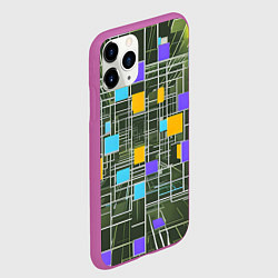 Чехол iPhone 11 Pro матовый Разноцветные квадраты и белые полосы, цвет: 3D-фиолетовый — фото 2