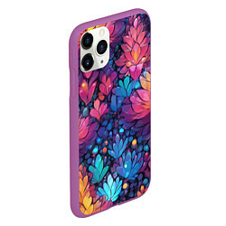 Чехол iPhone 11 Pro матовый Растительный абстрактный узор, цвет: 3D-фиолетовый — фото 2