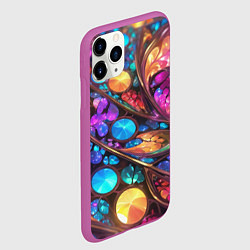 Чехол iPhone 11 Pro матовый Яркий абстрактный фрактальный узор, цвет: 3D-фиолетовый — фото 2