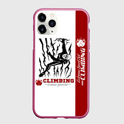 Чехол iPhone 11 Pro матовый Альпинист скалолаз, цвет: 3D-малиновый