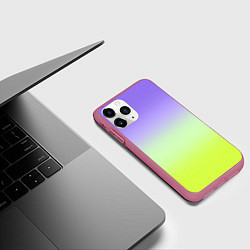 Чехол iPhone 11 Pro матовый Фиолетовый мятный и желто-зеленый градиент, цвет: 3D-малиновый — фото 2