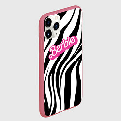 Чехол iPhone 11 Pro матовый Ретро Барби - паттерн полосок зебры, цвет: 3D-малиновый — фото 2