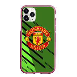 Чехол iPhone 11 Pro матовый ФК Манчестер Юнайтед спорт, цвет: 3D-малиновый