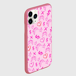 Чехол iPhone 11 Pro матовый Паттерн - розовые граффити, цвет: 3D-малиновый — фото 2