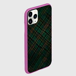 Чехол iPhone 11 Pro матовый Тёмно-зелёная диагональная клетка в шотландском ст, цвет: 3D-фиолетовый — фото 2