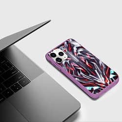Чехол iPhone 11 Pro матовый Красная киберпанк броня, цвет: 3D-фиолетовый — фото 2