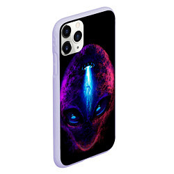Чехол iPhone 11 Pro матовый UFO alien head, цвет: 3D-светло-сиреневый — фото 2