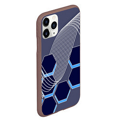 Чехол iPhone 11 Pro матовый Электромагнитные шестиугольники, цвет: 3D-коричневый — фото 2