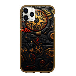 Чехол iPhone 11 Pro матовый Абстрактный узор в славянской стилистике, цвет: 3D-коричневый