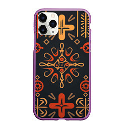 Чехол iPhone 11 Pro матовый Орнамент в славянском стиле, цвет: 3D-фиолетовый