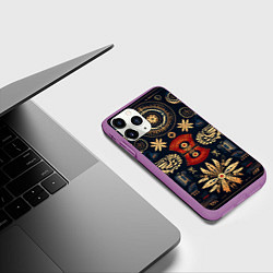 Чехол iPhone 11 Pro матовый Узор в славянском стиле, цвет: 3D-фиолетовый — фото 2