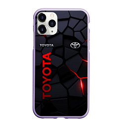 Чехол iPhone 11 Pro матовый Toyota - плиты с эффектом свечения, цвет: 3D-светло-сиреневый