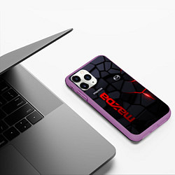 Чехол iPhone 11 Pro матовый Mazda - плиты с эффектом свечения, цвет: 3D-фиолетовый — фото 2