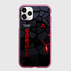 Чехол iPhone 11 Pro матовый Mitsubishi - плиты с эффектом свечения, цвет: 3D-малиновый