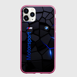 Чехол iPhone 11 Pro матовый BMW - плиты с эффектом свечения, цвет: 3D-малиновый