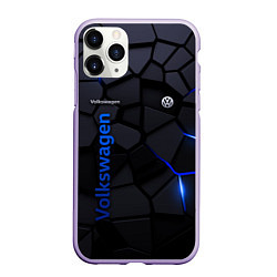 Чехол iPhone 11 Pro матовый Volkswagen - плиты с эффектом свечения, цвет: 3D-светло-сиреневый