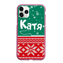 Чехол iPhone 11 Pro матовый Катя новогодняя, цвет: 3D-малиновый