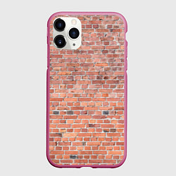 Чехол iPhone 11 Pro матовый Кирпичная стена узор, цвет: 3D-малиновый