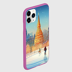 Чехол iPhone 11 Pro матовый Новогодняя елка на площади, цвет: 3D-фиолетовый — фото 2