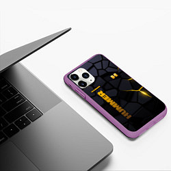 Чехол iPhone 11 Pro матовый Hummer - плиты с эффектом свечения, цвет: 3D-фиолетовый — фото 2