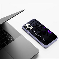 Чехол iPhone 11 Pro матовый Infiniti - плиты с эффектом свечения, цвет: 3D-светло-сиреневый — фото 2