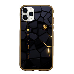 Чехол iPhone 11 Pro матовый Porsche - плиты с эффектом свечения, цвет: 3D-коричневый