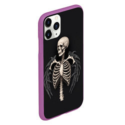 Чехол iPhone 11 Pro матовый Необычный скелет с крыльями, цвет: 3D-фиолетовый — фото 2
