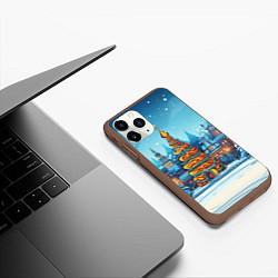 Чехол iPhone 11 Pro матовый Новогоднее настроение елочка, цвет: 3D-коричневый — фото 2