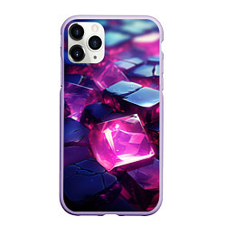 Чехол iPhone 11 Pro матовый Фиолетовые прозрачные кубики, цвет: 3D-светло-сиреневый