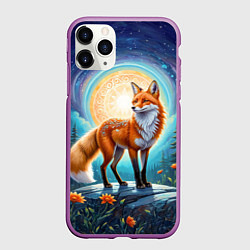Чехол iPhone 11 Pro матовый Мистическая лиса тотем лисы, цвет: 3D-фиолетовый
