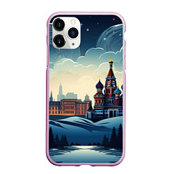 Чехол iPhone 11 Pro матовый Площадь новогодняя, цвет: 3D-розовый