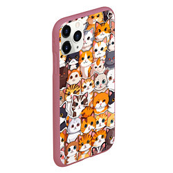 Чехол iPhone 11 Pro матовый Очень много котиков, цвет: 3D-малиновый — фото 2