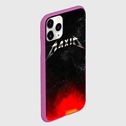 Чехол iPhone 11 Pro матовый Максим в стиле Металлика - огонь и искры, цвет: 3D-фиолетовый — фото 2