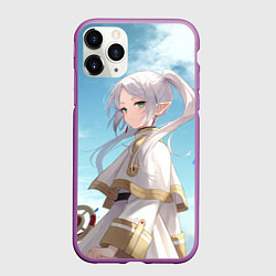 Чехол iPhone 11 Pro матовый Фрирен и небо - эльфийка, цвет: 3D-фиолетовый