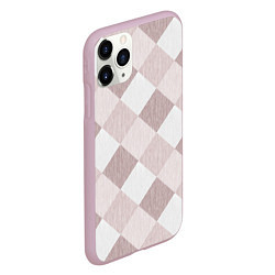 Чехол iPhone 11 Pro матовый Геометрический светло коричневый узор квадраты, цвет: 3D-розовый — фото 2
