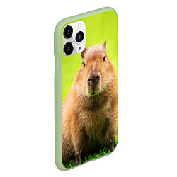 Чехол iPhone 11 Pro матовый Capybara on green grass, цвет: 3D-салатовый — фото 2