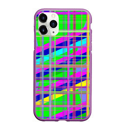 Чехол iPhone 11 Pro матовый Неоновые перпендикулярные полосы, цвет: 3D-фиолетовый