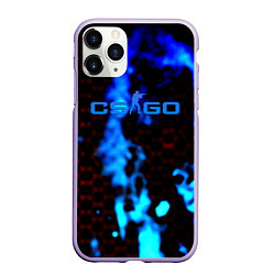 Чехол iPhone 11 Pro матовый CS GO синий огонь сталь, цвет: 3D-светло-сиреневый