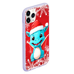 Чехол iPhone 11 Pro матовый Милый дракончик на красном новогоднем фоне, цвет: 3D-светло-сиреневый — фото 2