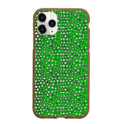 Чехол iPhone 11 Pro матовый Белые пузырьки на зелёном фоне, цвет: 3D-коричневый