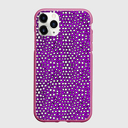 Чехол iPhone 11 Pro матовый Белые пузырьки на фиолетовом фоне, цвет: 3D-малиновый